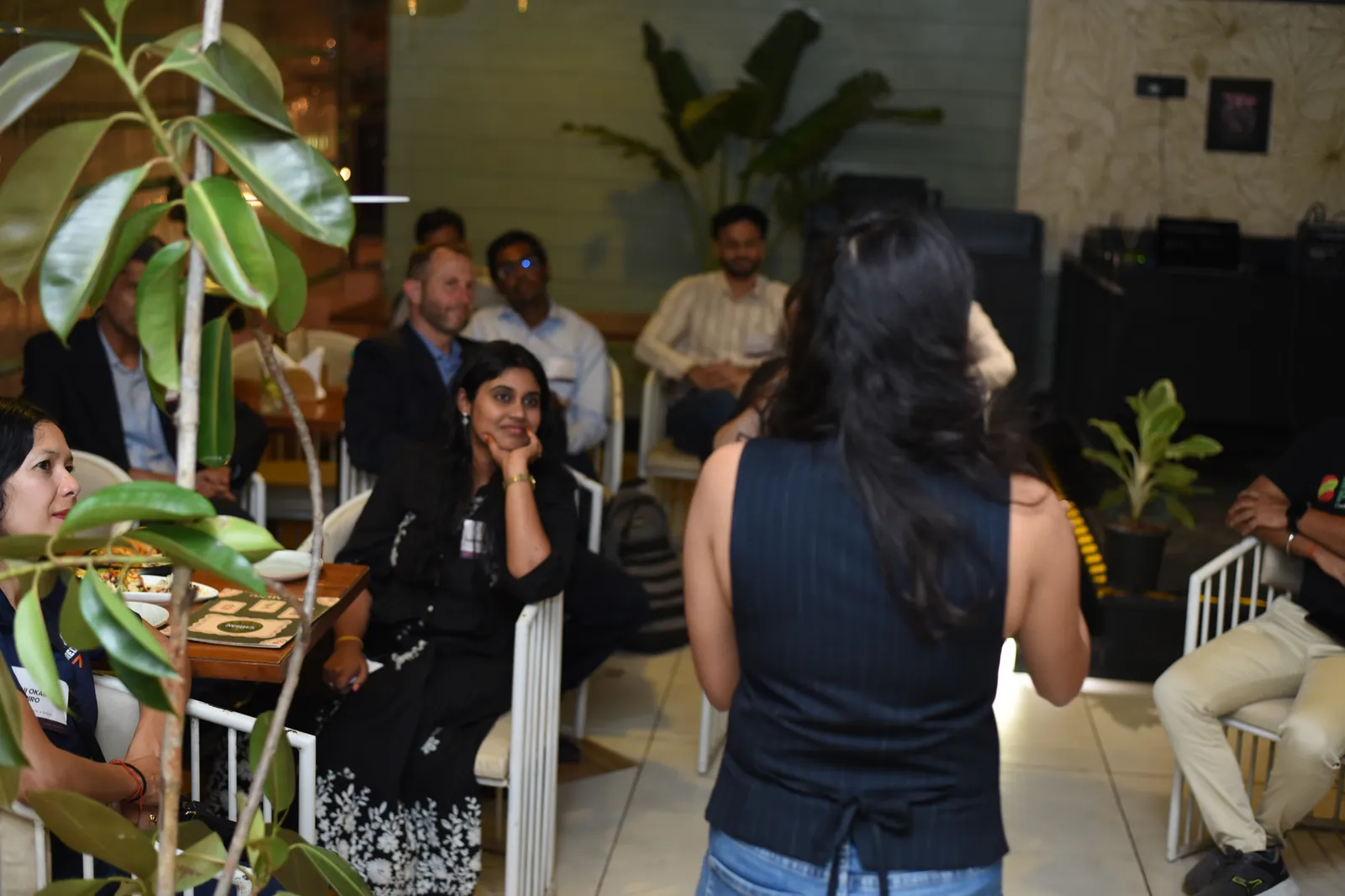 Occupied room at the FoodTech Weekly Roadshow in Mumbai, seen from behind a speaker